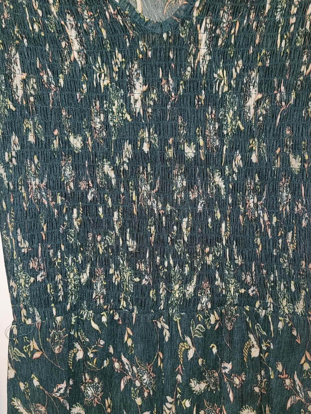 Dex Hunter Green Floral Maxi Dress Small Boho Cottagecore Smocked Waist - Picture 4 of 7